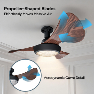 Ventilador de Techo Moderno de 25 Pulgadas con Luz y Control Remoto, 3 Aspas, LED Regulable para Dormitorio y Sala de Estar [Tamaño Compacto y Potente] - Product Image 2