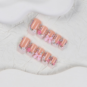 Venta al por mayor <span class=keywords><strong>de</strong></span> 24 <span class=keywords><strong>uñas</strong></span> <span class=keywords><strong>postizas</strong></span> ABS con diamantes <span class=keywords><strong>de</strong></span> punto francés blanco a <span class=keywords><strong>precio</strong></span> <span class=keywords><strong>de</strong></span> fábrica - Product Image 2