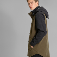 Veste longue imperméable pour homme, coupe-vent, respirante, en polyester/nylon ripstop jacquard, pour l'automne, avec demi-zip