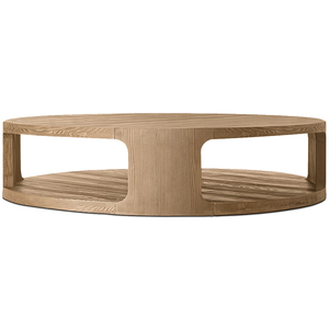 Muebles de sala de estar modernos, mesa de centro de madera redonda circular, mesa central con estante de almacenamiento - Product Image 4