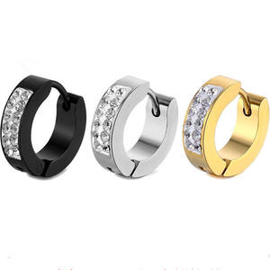 DAICY Vente en gros <span class=keywords><strong>pas</strong></span> chère Boucles <span class=keywords><strong>d</strong></span>'oreilles créoles petites en acier inoxydable, style punk, pour hommes et femmes, avec motif poterie et <span class=keywords><strong>diamant</strong></span> - Product Image 1