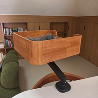 Lit pour chat en bois réglable à fixer au bureau, perchoir pour chat à clipser avec coussin moelleux, siège surélevé pour chat à fixer à la fenêtre pour chats de grande taille d'intérieur