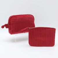 Pochette à fermeture éclair personnalisée à rayures, pliable, réutilisable, en velours matelassé, sac à maquillage portable, esthétique, pour voyage, étui cosmétique pour demoiselle d'honneur