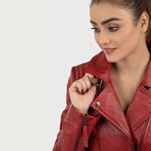 PIHA SPORTS Custom Made Logo Winter Genuine <b>Leather</b> Sheep Skin Motorcycle <b>Jacket</b> for Women Windproof Quick Dry - Product Image 5