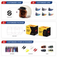 Casque demi-face rétro classique en ABS de haute qualité certifié 3C, casque de sécurité en cuir de luxe à face ouverte pour les trajets urbains quotidiens