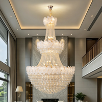 Lustre moderne de luxe à trois niveaux en cristal doré pour villa, escalier, maison, banquet, mariage