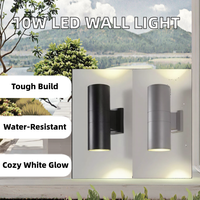Noir mat 10W LED arrondir et descendre les lampes murales extérieures étanches en aluminium pour salle de bain pour une utilisation intérieure et extérieure