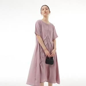 Nouvelle Robe Longue Plissée Élégante et Ample en Laine Unie pour <span class=keywords><strong>Femme</strong></span> <span class=keywords><strong>Grande</strong></span> <span class=keywords><strong>Taille</strong></span> – Collection Été 2026 - Product Image 5