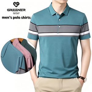 Proveedor de Camisetas Polo de Alta Calidad, Logotipo Bordado, Poliéster Transpirable, <span class=keywords><strong>Manga</strong></span> <span class=keywords><strong>Corta</strong></span>, Camiseta Polo a Rayas Estilo <span class=keywords><strong>Boss</strong></span> para Hombre - Product Image 1