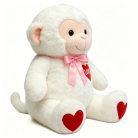 Peluche singe blanc personnalisée, peluche singe pour la Saint-Valentin, jouet singe cœur d'amour, singe avec nœud rose