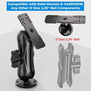 Soporte de Aluminio para Buscador de Peces con Bola de 2.25 Pulgadas, Soporte Electrónico Marino Compatible con Soportes RAM, Brazo de Doble Enchufe con Bola de 2.25 Pulgadas Tamaño D - Product Image 4