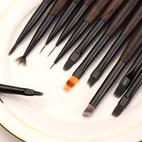 Ensemble de 12 pinceaux de luxe en bois de santal pour nail art, à manche ovale ondulé, pour manucure, liner, dégradé, gel UV et extension