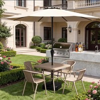 Ensemble table et chaises de patio extérieur avec parasol pour jardin, balcon, vente ambulante et utilisation comme table à thé
