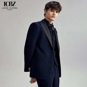 Costume de marié de smoking haut de gamme robe de mariée pour hommes costume bleu marine formel pour hommes costume deux pièces - Product Image 6