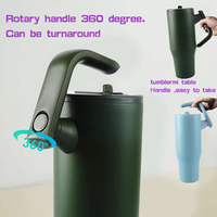 Gobelet isotherme en acier inoxydable de grande capacité de 40 oz pour les voyages et les activités de plein air, avec poignée rotative pour boire