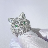 Bague Léopard en Argent 925 Plaqué Or Blanc pour Homme, Sertie de Moissanite et Diamants