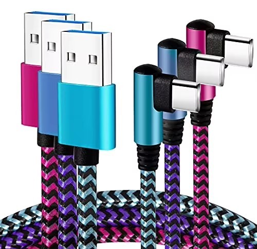 1m 3ft Nylon Braided Usb C 90 Degree Right Angle Charging Cable 2M Type C Fast Charger Cable