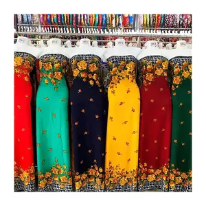 Оптовая продажа, 100 вискозные ткани для платьев с цветочным принтом