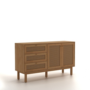 Buffet moderne en placage de bois avec finition brun naturel pour salon et salle à manger - Product Image 3
