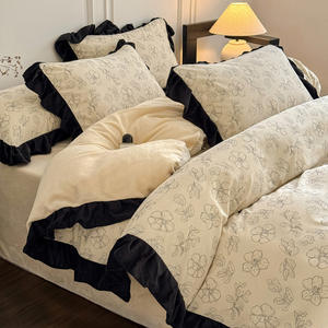 Juego de Ropa de Cama para Dormitorio, Funda de Edredón de Terciopelo de <span class=keywords><strong>Leche</strong></span> de Doble Cara, Juego de Ropa de Cama Peluda <span class=keywords><strong>en</strong></span> Blanco y Negro - Product Image 5