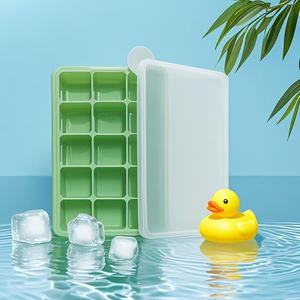 Silicone cubetto di ghiaccio 15 stampi con coperchio rimovibile riutilizzabile congelatore vassoi per whisky alimenti per bambini - Product Image 1