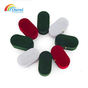 Caja de terciopelo personalizada de fábrica con doble ranura para anillos, en varios colores, empaque de lujo para anillos de boda/compromiso para parejas - Product Image 6