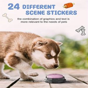 Lot de 8 boutons parlants pour chiens, design dessin animé, jouet d'entraînement en plastique pour chiens, tapis de jeu interactif pour animaux de compagnie avec clés colorées - Product Image 2