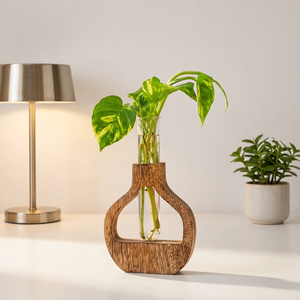 Vases suspendus muraux en bois faits à la main, écologiques, style Art déco moderne, pour plantes d'intérieur, décoration de luxe pour la maison - Product Image 1