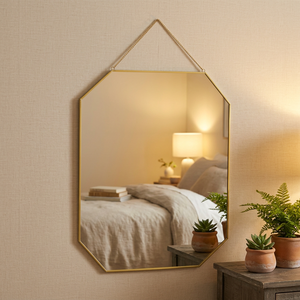 Modern Hexagon Wall <b>Mirror</b> Brass Frame Decorative <b>Octagonal</b> Shape 4mm Thickness Hanging Home Decor - Product Image 1