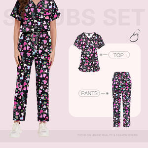 Conjuntos de uniformes médicos de tejido suave elástico de 4 vías OEM uniforme de hospital de enfermera con diseño impreso para <span class=keywords><strong>Urología</strong></span> - Product Image 4