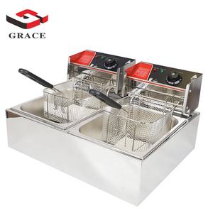 Freidora eléctrica comercial de doble tanque GRACE, freidora de mesa para <span class=keywords><strong>patatas</strong></span> <span class=keywords><strong>fritas</strong></span> y pollo en restaurantes - Product Image 3