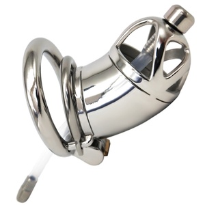 Anillo de Castidad Masculino con Sonda Uretral y Anillo de Espiga, Talla S/L, Jaula para Pene, Precio de Fábrica 2022 - Product Image 1
