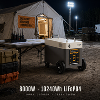 Station d'alimentation portable 8000W 10240Wh Batterie LiFePO4 16S1P 200Ah pour chantier de construction, durée de vie de plus de 3000 cycles, vente en gros