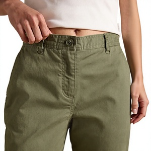 Pantalon décontracté en coton sergé extensible, coupe régulière, taille mi-haute élastique, pour femme, grandes tailles, respirant, coupe-vent, écologique - Product Image 4