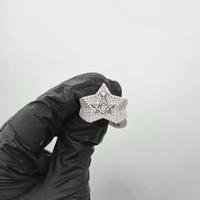 Anillo de Estrella con Incrustaciones de Diamantes VVS Moissanite, Plata 925, Joyería para Raperos, Símbolo Masónico, Pasa el Test de Diamantes, Regalo de Lujo