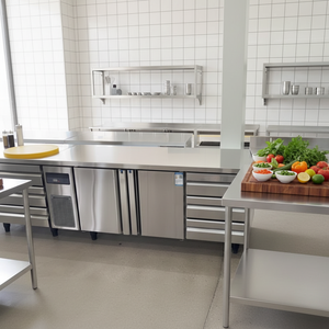 Frigorifero <span class=keywords><strong>da</strong></span> Lavoro Sottobanco per Cucina Commerciale in Acciaio Inox, Tavolo Refrigerato Raffreddato ad Aria con 3 <span class=keywords><strong>Cassetti</strong></span> per Ristorante - Product Image 2