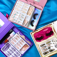 Gefälschte Presse auf Nägeln Nerz Vegan Lash Vendor Großhandel Private Label Full Strip Wimpern Verpackung Benutzer definierte 3D 5D Nerz Wimpern Bo