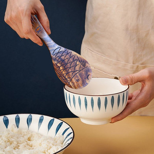 Cuchara de arroz de madera con forma de pez, espesa y duradera, espátula de cocina, utensilios de mesa para el hogar - Product Image 2
