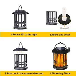 Ngoài trời năng lượng mặt trời đèn sân vườn không thấm nước năng lượng mặt trời đèn lồng với ngọn lửa nhấp nháy <span class=keywords><strong>LED</strong></span> cho cắm trại vườn trang trí nội thất nhà máy trực tiếp - Product Image 4