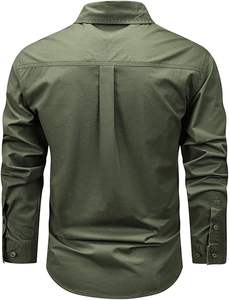Nouveau modèle Chemise personnalisée Chemise boutonnée de couleur unie à manches longues décontractée pour homme en pur coton <span class=keywords><strong>Manteau</strong></span> mince d'outillage d'automne et d'hiver - Product Image 2