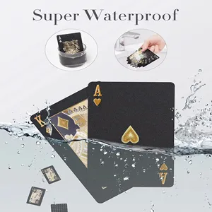 Kundenspezifisches LOGO Oberflächenaufbereitungsmaterial Verpackung Druck hochwertige schwarze Poker-Gold/Silberrand-Kunststoffpapier-Spielkarten