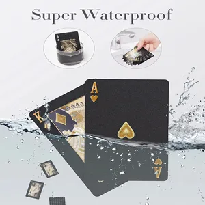 Biểu Tượng Tùy Chỉnh Bề Mặt Hoàn Thiện Vật Liệu Bao Bì In Ấn Chất Lượng Cao Đen Poker Vàng/Bạc Cạnh Nhựa Giấy Chơi Thẻ