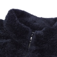 Femmes Doux Polaire Sherpa Stand Neck Résine Zipper Full Face Zip Up Veste En Peluche Avec Poche À La Main