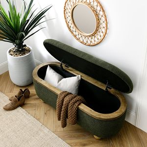 DB Storage Ottoman Banc Grande Couverture Banc de rangement Pied avec siège Rembourré Fin de lit Ottoman pour la maison et l'entrée - Product Image 2