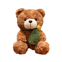 Adorable ours en peluche brun tenant une rose rouge, jouet en peluche doux, cadeau romantique pour un anniversaire