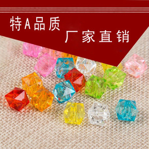 Perles carrées en acrylique 8-12 mm pour la fabrication de bijoux, vente en gros, transparentes, colorées, matériaux de perlage DIY - Product Image 1