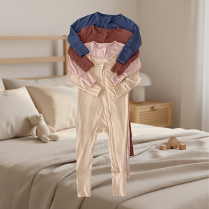 Combinaison en tricot de fibre de bambou personnalisée pour nouveau-nés et tout-petits, vêtements d'été pour la climatisation, fermeture éclair, <span class=keywords><strong>pyjama</strong></span> pour tout-petits - Product Image 3