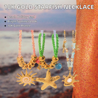 Collier tendance plaqué or 18 carats avec pendentif étoile de mer en acier inoxydable, chaîne à maillons de 28 pouces, bijoux pour femme, idéal pour l'été et les vacances à la plage