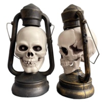 Lanterne Tête de Squelette d'Halloween Lumineuse Portable en Plastique, Décoration Gothique Vintage pour Fête, Décoration Maison Hantée