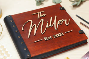 Álbum de fotos de boda de madera con remaches <span class=keywords><strong>para</strong></span> niños recién nacidos conmemorativos - Product Image 5